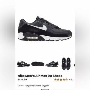 Nike Men's Black and White Air Max Sneakers